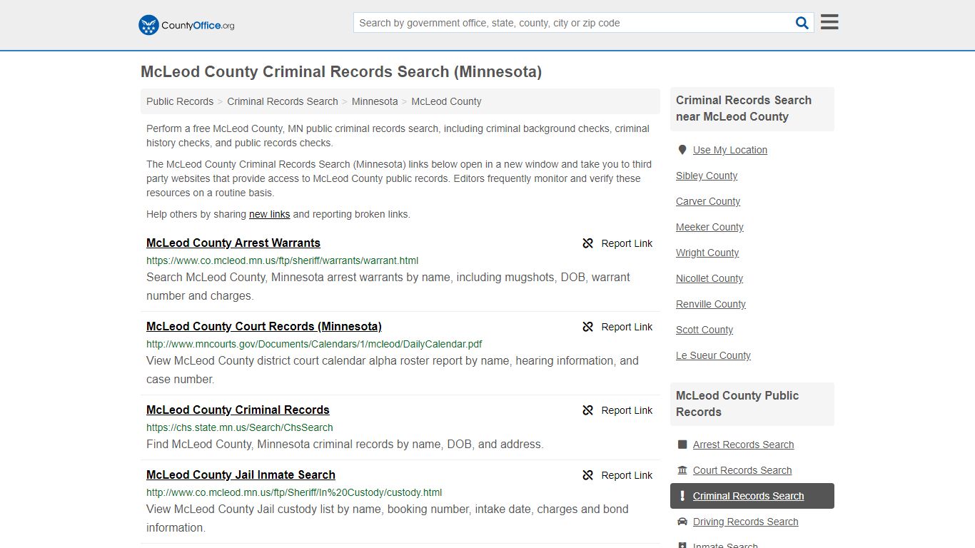 Criminal Records Search - McLeod County, MN (Arrests ...