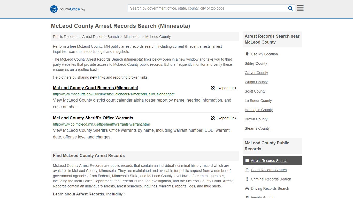 Arrest Records Search - McLeod County, MN (Arrests & Mugshots)